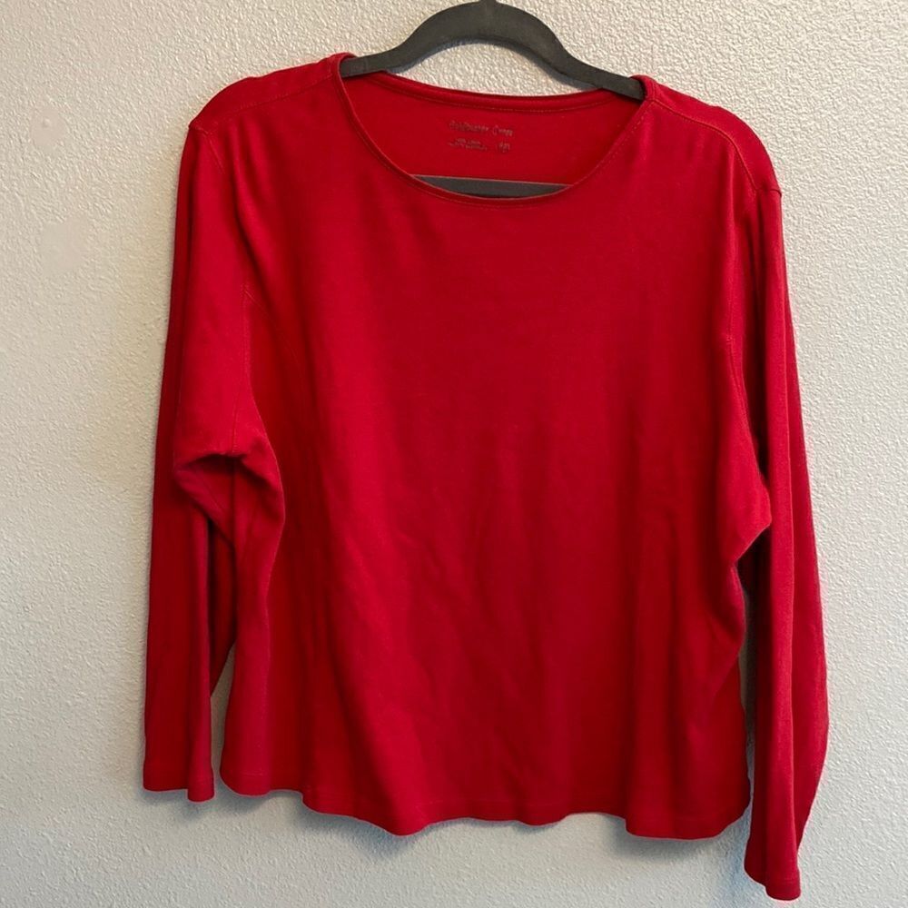 Coldwater Creek- Bright red cotton long sleeve- Size PXL